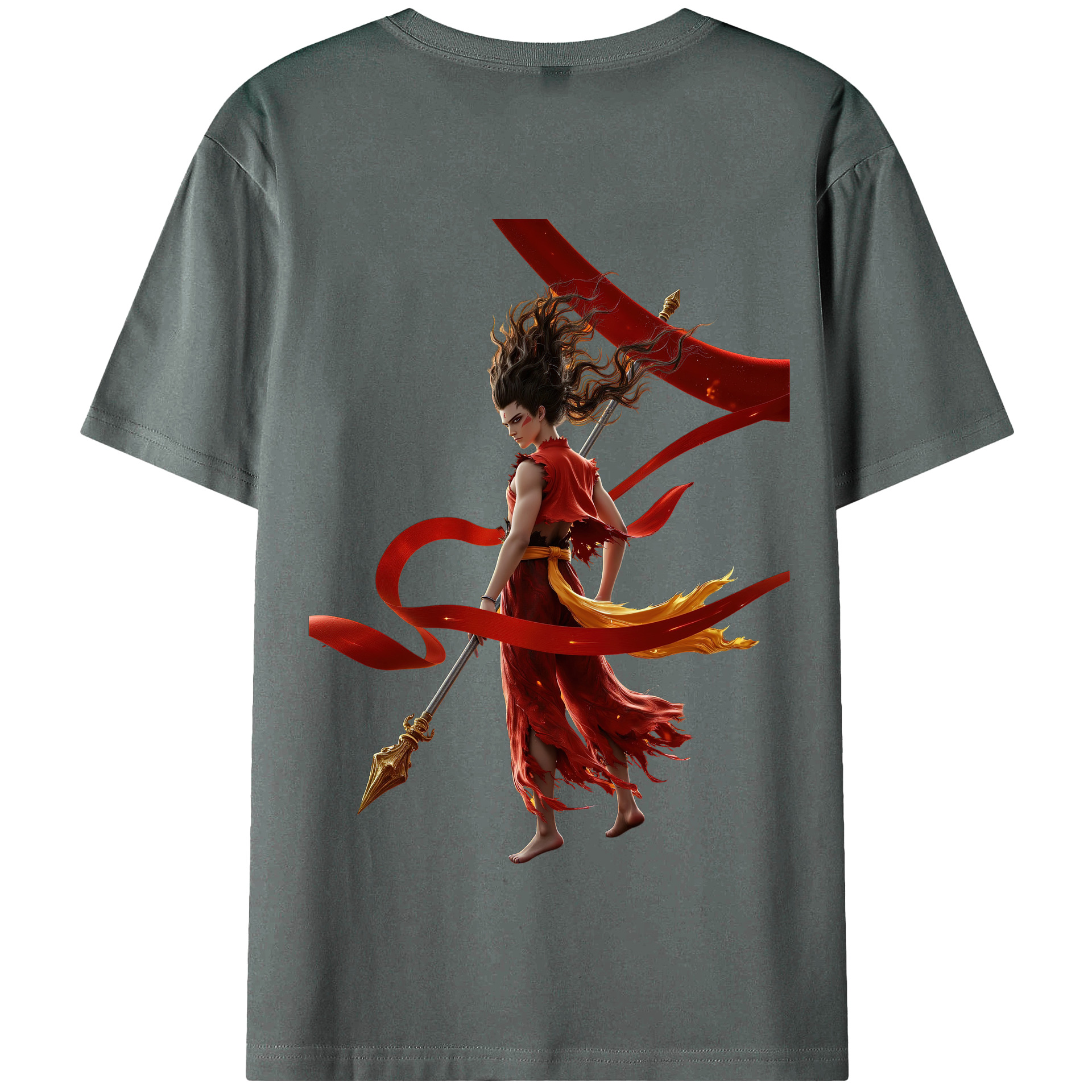 （画像用） Ne Zha 2 ナタ 魔童の大暴れ 綿100％半袖Tシャツ（背面プリント）